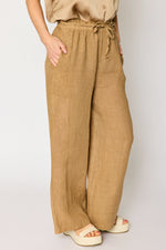 Linen Pant with Raw Edge Trim Waist (4 Colors)