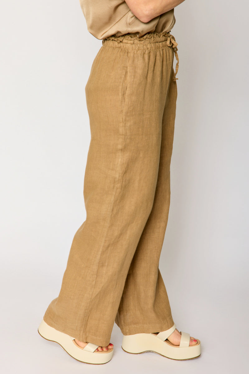 Linen Pant with Raw Edge Trim Waist (4 Colors)