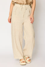 Linen Pant with Raw Edge Trim Waist (4 Colors)