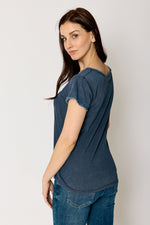 Distressed Ruffle Trim Tee (3 Colors)