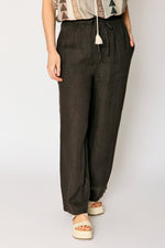 Linen Pant with Raw Edge Trim Waist (4 Colors)