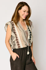 Aztec Ruffle Top