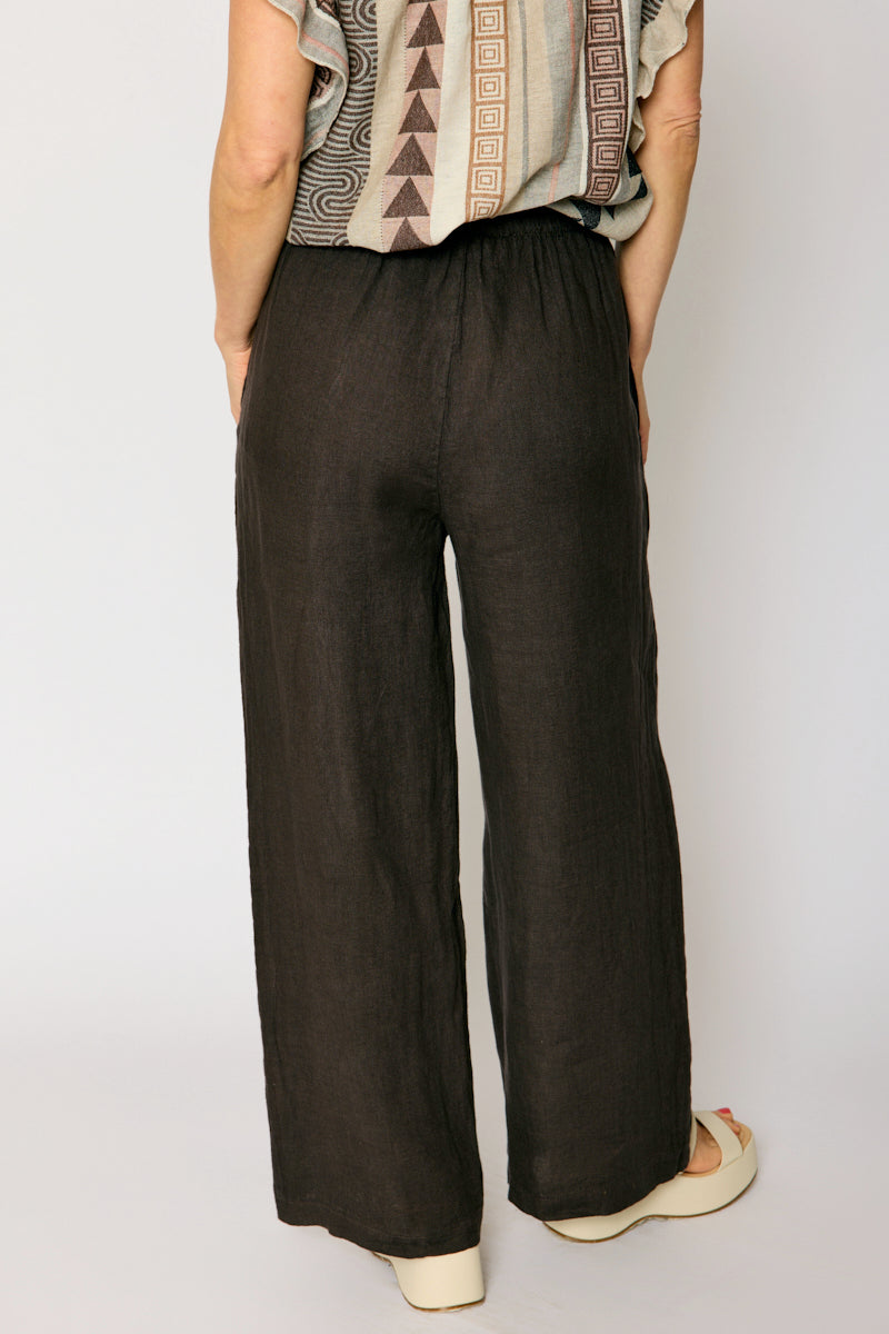 Linen Pant with Raw Edge Trim Waist (4 Colors)