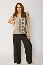 Linen Pant with Raw Edge Trim Waist (4 Colors)