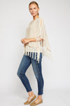 Fringe Sweater Cap Sweater - Jacqueline B Clothing