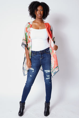 Orange Crane Kimono - Jacqueline B Clothing