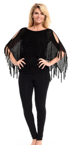 Fringed Capelet Sweater - Jacqueline B Clothing