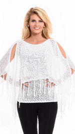 Fringed Capelet Sweater - Jacqueline B Clothing