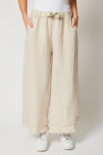 Linen Raw Edge Cropped Pant